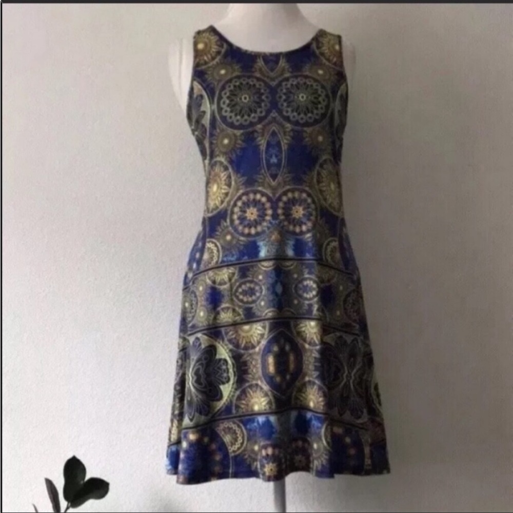 Ruiyige Summer Boho Retro Print Mini Tank Dress